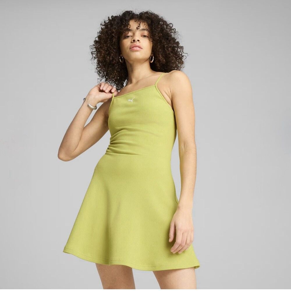Puma Ribbed Mini Dress Green Fit & Flare NWT Sample Women’s S